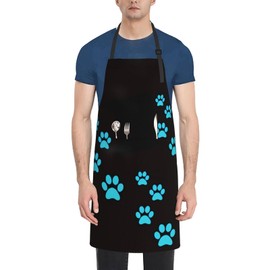 Dog Paws Waterproof Apron With 2 Pockets Cute Cat Animal Paw Kitchen Aprons For Cooking Baking Painting Gardening
