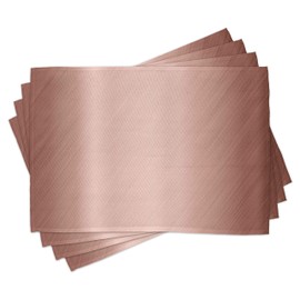 ABAKUHAUS Abstract Place Mats, Abstract Smooth Surface Image Diagonal Lines with Ombre Details, Washable Fabric Dining Room Kitchen Table Decoration Digital Print, Dried Rose