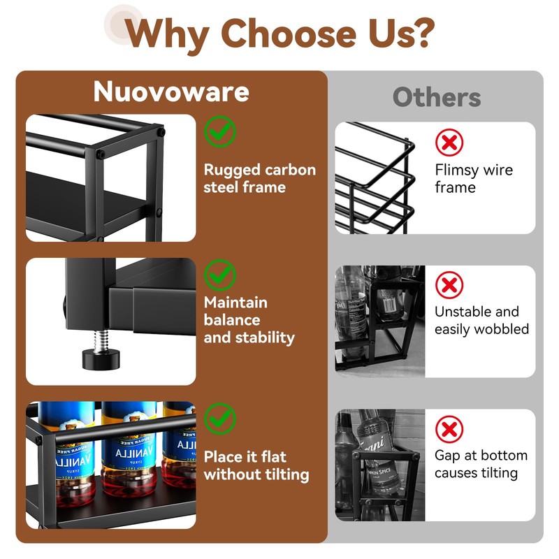 Nuovoware Expandable Coffee Syrup Organizer, 2-Tier Syrup Rack, Black