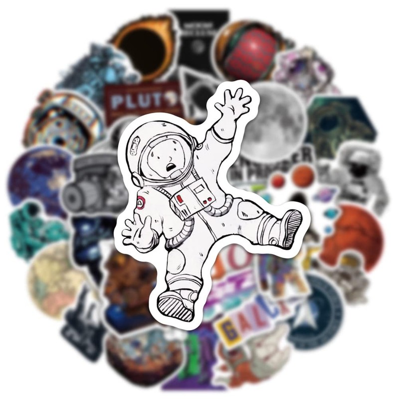 Space Planet Astronaut Stickers 100 Pcs Vinyl Waterproof Universe Sticker