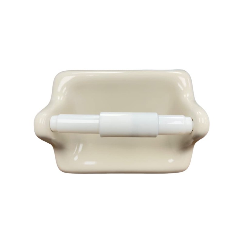 Tenedos Glazed Ceramic Bathroom Toilet Paper Holder Accessory (Bone Almond)