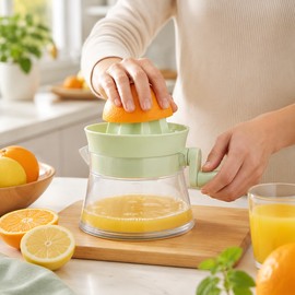Manual Citrus Juicer for Fresh Juice – Hand-Crank Orange & Lemon Squeezer with 500ml Container and Pulp Separator for Home Kitchen
