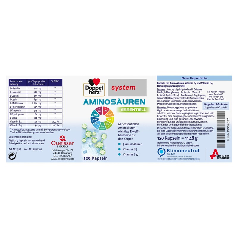 Doppelherz System Essential Amino Acids - Plus Vitamin B6 and