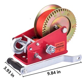 3500 lbs Hand Winch Heavy Duty Two Way Manual Towing Crank with Cable 32 Feet Nylon Straps and Comfortable Handle Hook for Boat Trailer Truck ATV Auto