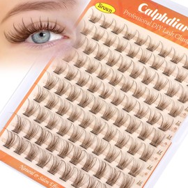 Brown Lash Clusters Natural Eyelash Clusters Wispy Lash Extension C-Curly Cluster Lashes Individual 10-16mm Cluster Eyelash Extensions for Daily Wear Natural Brown Lashes Clusters 100PCS
