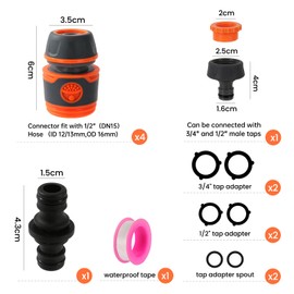 CAKKVDE 6pack Garden Hose Connector for Hose Pipe, Outside Tap to Hose Connector Fittings Set - Quick Connector, Tap Adapter for Tap