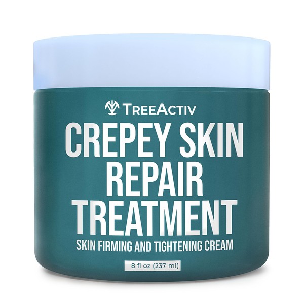 TreeActiv Crepey Skin Repair Treatment, 8oz, Firming Cream For Face and Neck, Skin Firming and Tightening Lotion with Hyaluronic Acid, Crepey Skin Treatment that Moisturizes Dry Crepe Skin, 500+ Uses