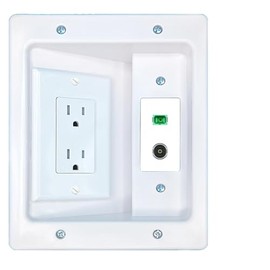 RiteAV SC-APC-SX TOSLINK Recessed Wall Plate Cable Concealer Management Kit with Power Outlet Hides Cords and Cables