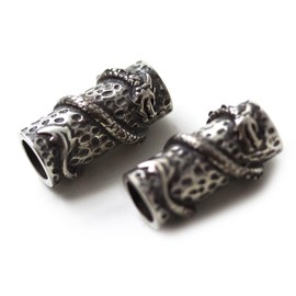 LynnAround Pewter Norse Nordic Viking Dragon Beard Beads Rings, Dwarven Dreadlock Pirate Medieval Hair Beads, Pagan Jewelry