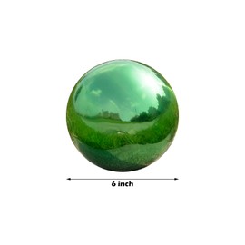 Nerien 6 Inch Gazing Ball, Stainless Steel Garden Mirror Globe, Polished Ornament Sphere, Hollow Floating Reflective Hemisphere, Home Outdoor Pond Housewarming Swimming Pool Decoration Gift, Green