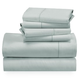 California Design Den 6-Pc Queen Size Sheet Set with 4 Pillowcases - 400 Thread Count 100% Cotton Sheets, Cooling Sateen Weave, Luxury Deep Pocket Bedsheets Set - Silver Sage