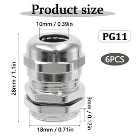 GOIYZTTR 6pcs PG11 Cable Glands IP68 Waterproof Cable Grommet Brass Cable Connector for 5-10mm Cable Connector