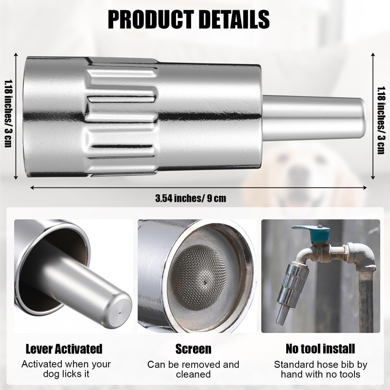 Qinyoung 1 Pack Dog Waterer Faucet, 3/4" Hose Spigot Attachment