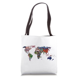Globe World Map & International Flags of all Countries Tote Bag