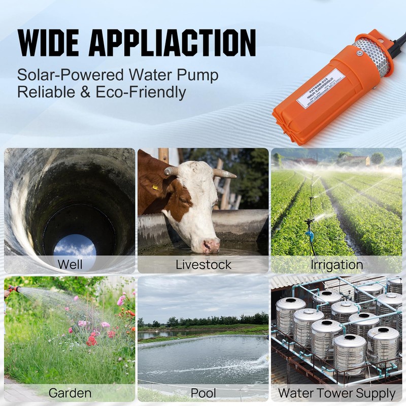 ECO-WORTHY 12V DC Submersible Well Water Pump with 10ft Cable,