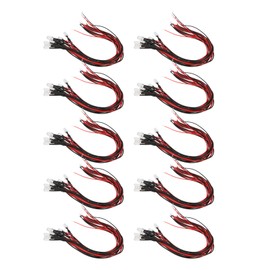 50Pcs Diode Wired Light Emitting Round Head High Brightness In Line LED 20cm 5mm 12V(White Light Glows Pink )
