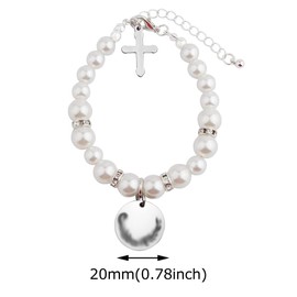 KUIYAI Pearl Baptism Bracelet Gift First Communion Bracelet Christening Gift Religious Gift Baptized In Christ Gift God Gift (GpearlBr)