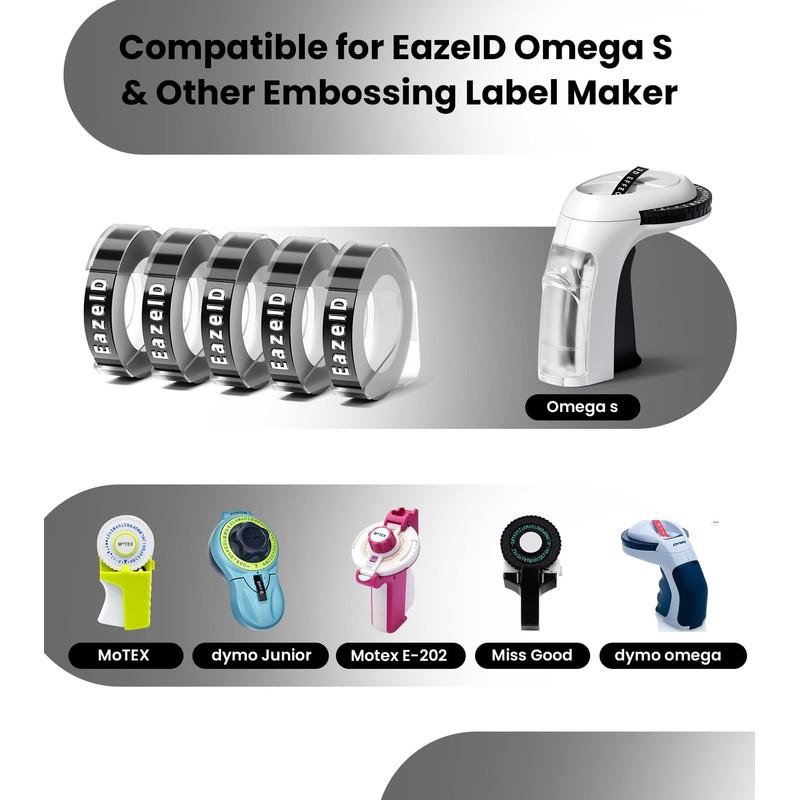 EazeID Replacement for Dymo Embossing Label Maker Tape 3/8 Inch