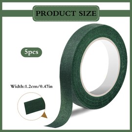 1/2" Wide Dark Green Floral Tapes, 5 Rolls Flower Tape, Floral Tapes Florist Wraps for Bouquet Stem, Adhesive Florist Tape for Floral Crafts, Bouquet Floral Arranging Stem Wrapping, Wedding Bouquet