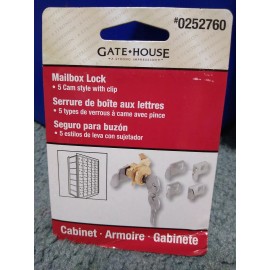 Gate House NEW Mailbox Lock, 5 Cam, Clip On Cylinder. Mailbox,Cabine