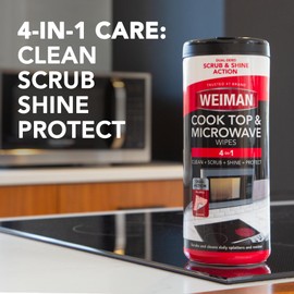 Weiman Glass Cooktop and Microwave Wipes - 2 Pack - Cleaner for Daily Use Professional Home Kitchen Cooktop Cleaner and Polish Use on Induction Ceramic Gas Portable Electric - 60 Wipes Total