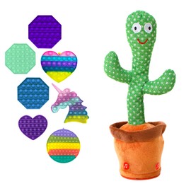 MAGIC SELECT Dancing Cactus + Sensory Toy, Talking Plush Toy, Dancing Toy Mimics Your Voice with 120 Songs, Gifts for Kids