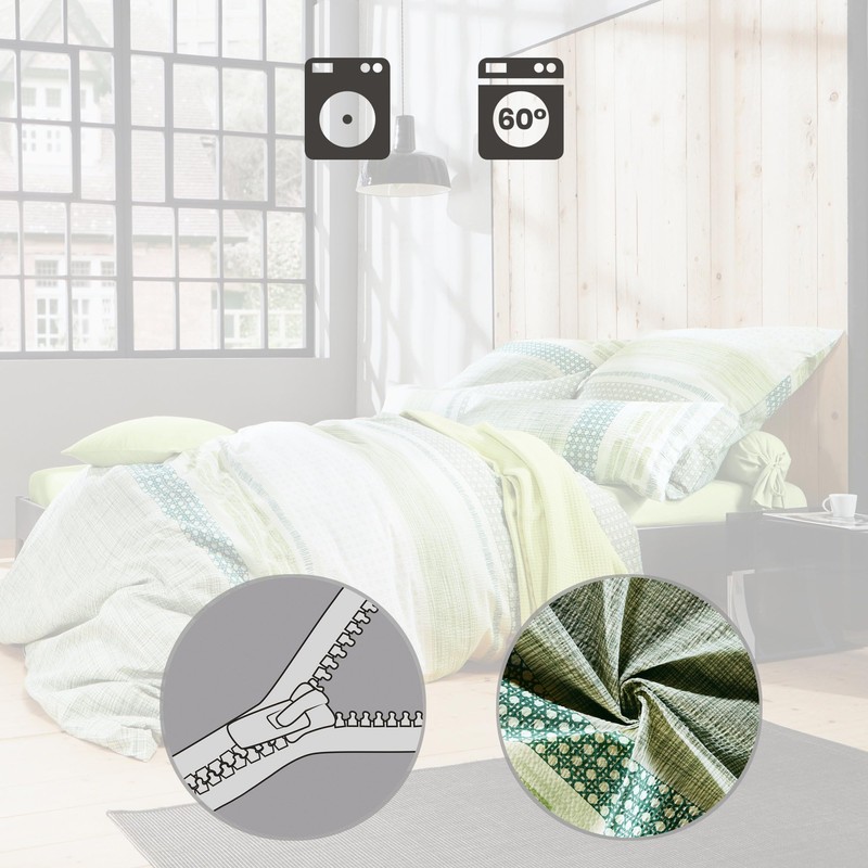 Erwin Müller Bed Linen Seersucker Green Size 135 x 200