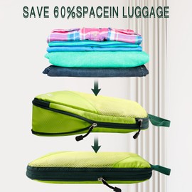 AiQInu Packing Cubes Compression, Pack of 5 Packing Bags, Compression Suitcase Organiser Set with Laundry Bag and Shoe Bag, Ultralight, Expandable, Travel Pack Organiser for Hand Luggage (Pink)