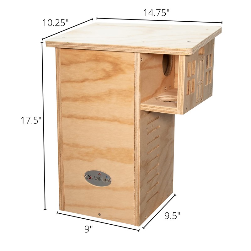 JCS Wildlife Plywood Squirrel House Nesting Box – Durable, Spacious
