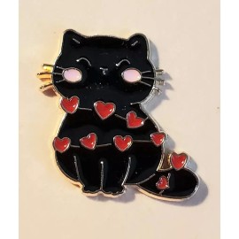 Unbranded Black Cat with Heart String Magnetic Needle Minder Cross Stitch Embroidery