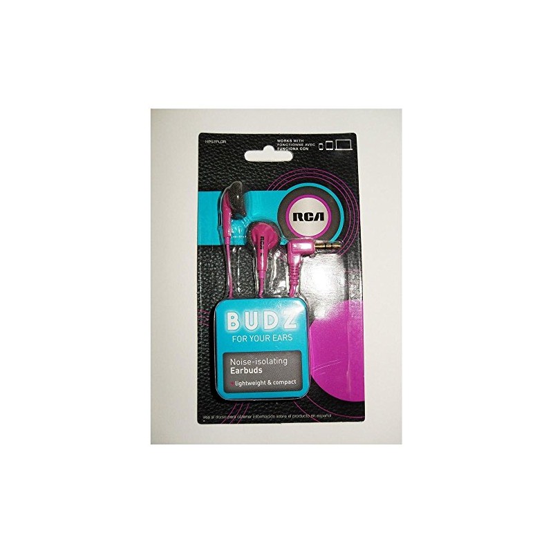 RCA BUDZ HP57PLDR Noise-isolating Earbuds, Pink