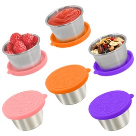 Qukaka 6x2.7 Oz Salad Dressing Container to Go,Handy Leakproof Stainless Steel Meal Prep Containers Reusable,Sauce Containers for Lunch Box, Picnics, Travel, Office and Kitchen Storage