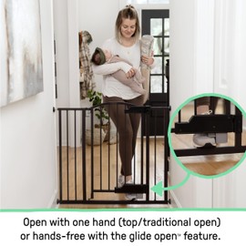 Summer Infant Ingenuity Thruway 52W Series Pet and Baby Gate with GlideOpen, 29"-52" Wide, 28" Tall, Pressure or Hardware Mounted, Install on Wall or Banister in Doorway or Hallway - Espresso