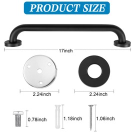 Tatuo 4 Pack Showers Grab Bars for Bathtubs 304 Stainless Steel Bathroom Safety Handrails Anti Slip Handles Grab Bars for Elderly, Senior, Pregnant (Black,16 Inch)