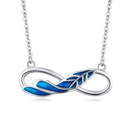 StoryEtain Infinity Necklace 925 Sterling Silver Infinity Pendant Infinity Necklace Infinity Feather Pendant Chain Infinity Jewellery Gifts for Lady Girlfriend Mother, Sterling Silver