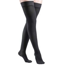 Sigvaris Dynaven 973 30-40 Women's Closed Toe Thigh High Compression Stockings w/Grip Top Black XL Short