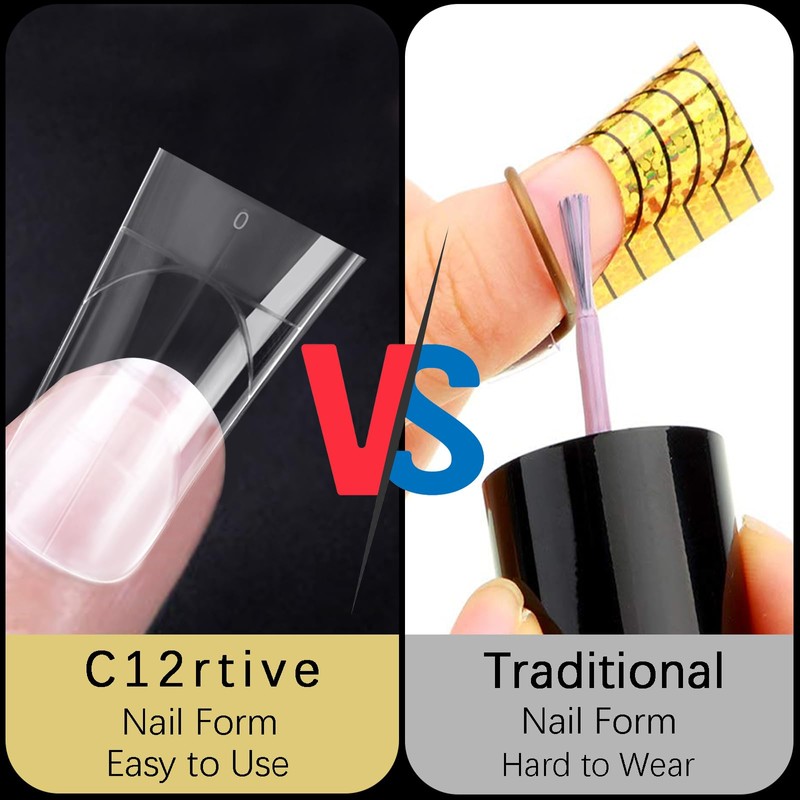 C12rtive 120Pcs Matte Dual Nail Forms,Duck Shape Extension Poly Nail