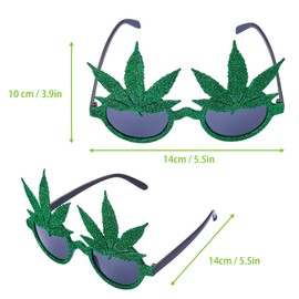 5 pares de gafas de marihuana con purpurina para disfraz de Halloween, color verde