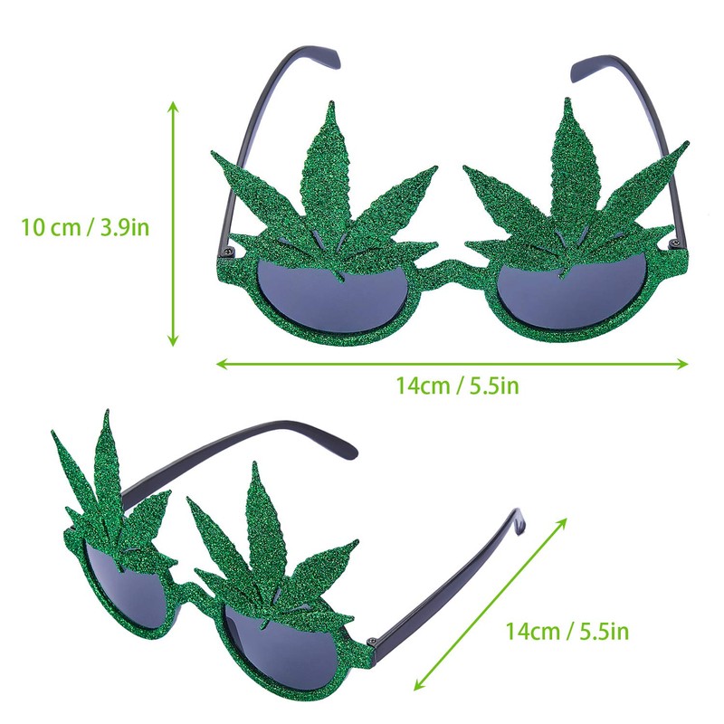 5 pares de gafas de marihuana con purpurina para disfraz