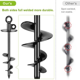 Lifeswell Heavy Duty 15" Dog Tie Out Stake, 360° Swivel, No Tangle, Easy Install, for Large Dogs up to 220lbs, Perfect for Yard, Camping, Beach (Black)