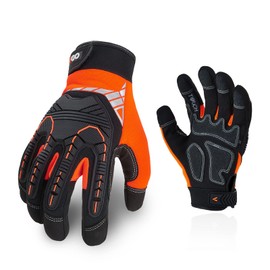 Vgo... SL8849 Men's Safety Work Gloves, Mechanic Gloves, Impact Shock Absorption, Touchscreen Compatible, Wear Resistant, Motorcycle Gloves, Heavy Duty, Anti-Vibration, M, Orange