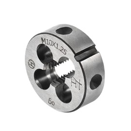 CoCud Round Thread Repair Die, M10x1.25 Die 30mm Outer Diameter Alloy Tool Steel Left Hand Cylindrical Pipe Thread Processing Tool with 4 Tip Holes (Application: Applicable to Thread Repair)