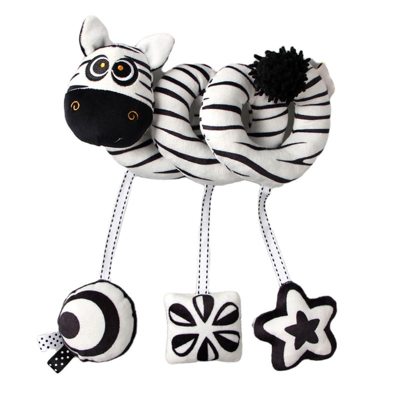 Baby Plush Animal Stroller Toys Black and White Spiral Activity
