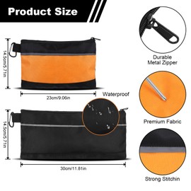 Nogeqi 2 Pcs Small Tool Pouch,Anti-Abrasion Small Tool Bag with Zipper, Waterproof Tools Bag Organizer for Men Tools, Travel Accessary, Stationary, Gadgets Storage (1680d Oxford)