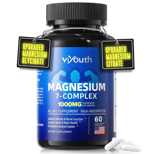 VIYOUTH Glycinate Supplement Magnesium 7 Complex Advanced with Citrate Malate