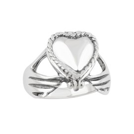 FashionJunkie4Life Claddagh Heart Poison Ring - 925 Sterling Silver, Sizes 5-10, Pillbox Ring (6)