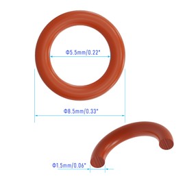 Skweawert 100PCS Silicone O Ring, 8.5mm OD 5.5mm ID 1.5mm Width VMQ Seal Gasket O-Rings for Wide Variety of Sealing Applications, Red