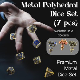 Metal Polyhedral Dice Set, 7-Piece Heavy-Duty RPG Dice for Dungeons & Dragons, Pathfinder, Tabletop Games, Premium Zinc Alloy DnD Dice for Roleplaying, Durable & Stylish (Blue)