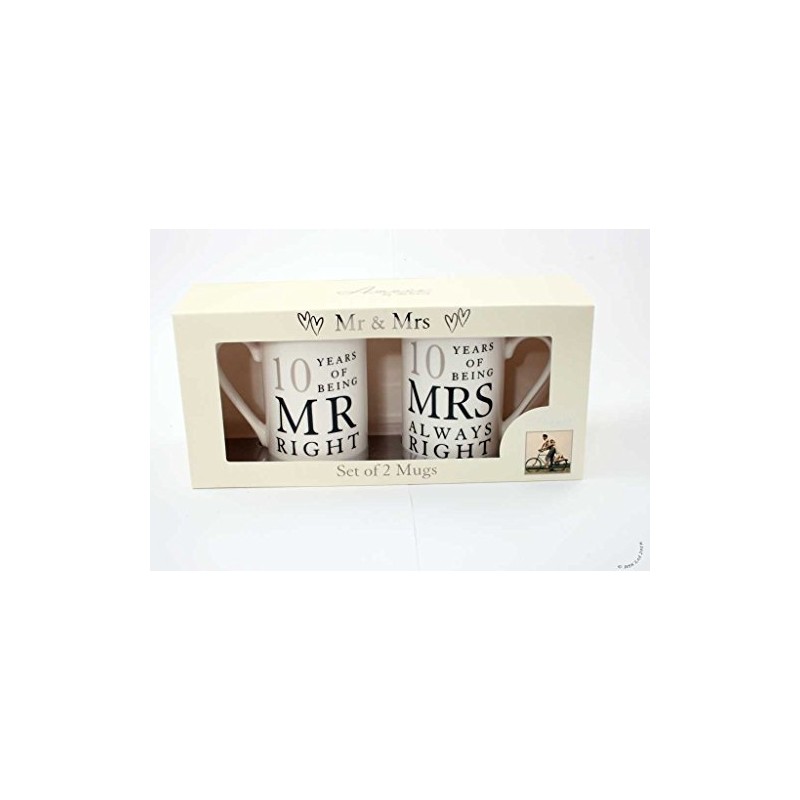 Amore 10th Wedding Anniversary Set of 2 China Mugs 'Mr