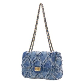 Milisente Women Shoulder Bag Small Quilted Denim Bag Chain Clutch Purses and Handbags Or Crossbody For Evening Formal Party(Blue)